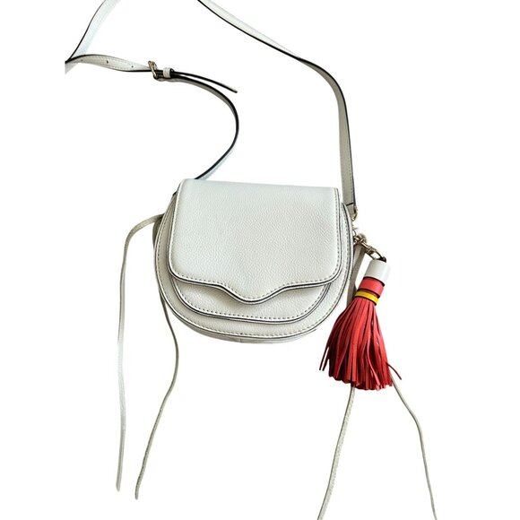 REBECCA MINKOFF White Leather Crossbody Tassle Bag - Picture 2 of 9